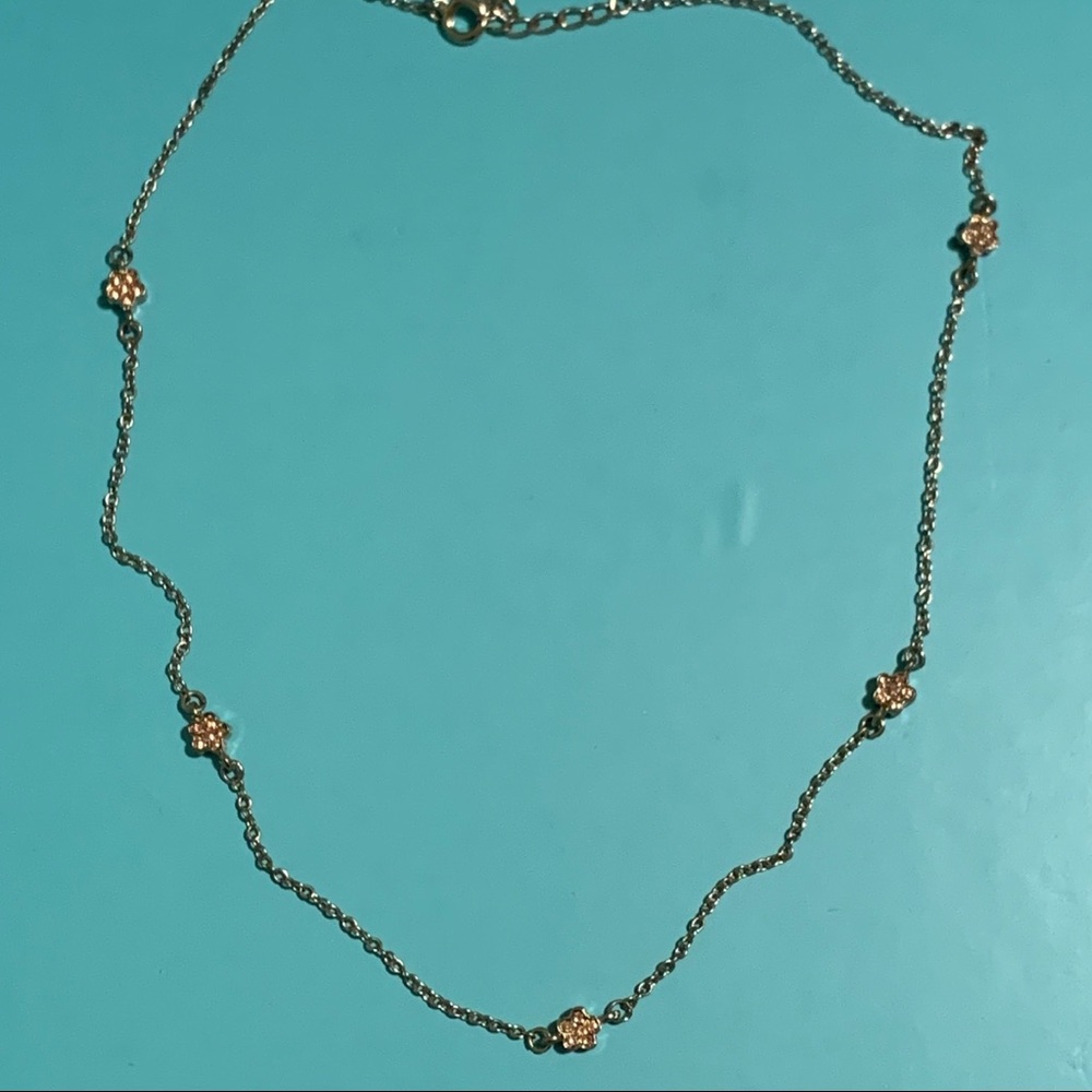 Gold color flower gem necklace